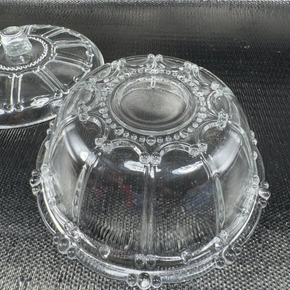 Vintage KIG Indonesia Clear Crystal Glass Candy Dish Container Lid Oyster Pearl - Picture 2 of 11